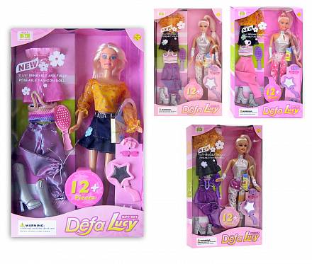 Кукла Defa с нарядами и аксессуарами, 12 предметов, 29 см 